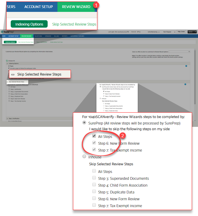 Select REVIEW WIZARD, then All Steps.
