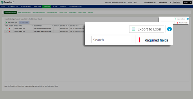Select Export to Excel