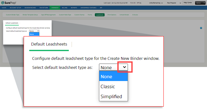 Select Leadsheet types