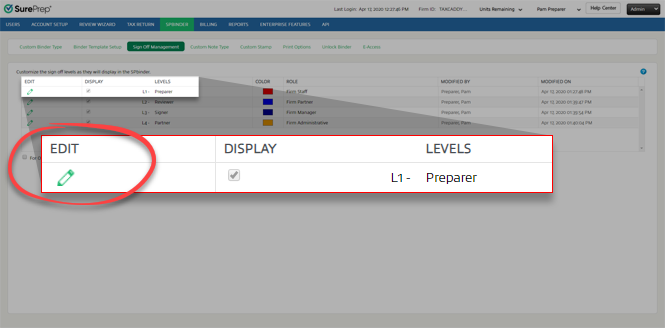 Select the Edit icon