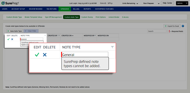 Warning that you can't add a default category