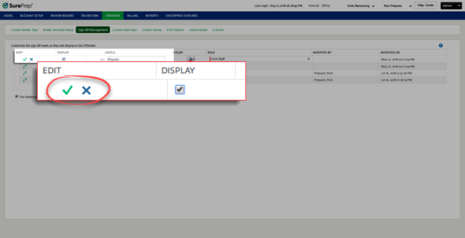 Select the Edit or Cancel icon