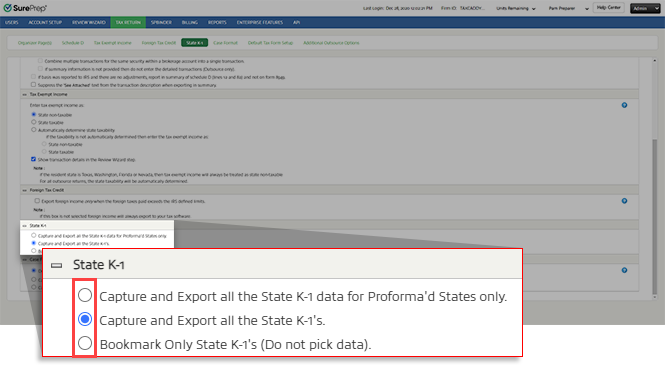 State K-1 section in FileRoom.
