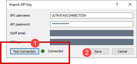 Select Test Connection, then Save