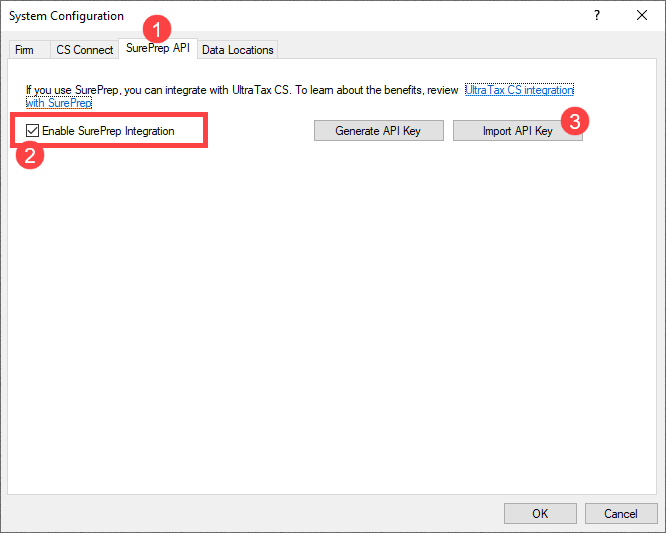 Select SurePrep API, Enable SurePrep Integration, then Import API Key