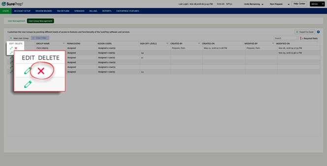 Select the Delete icon