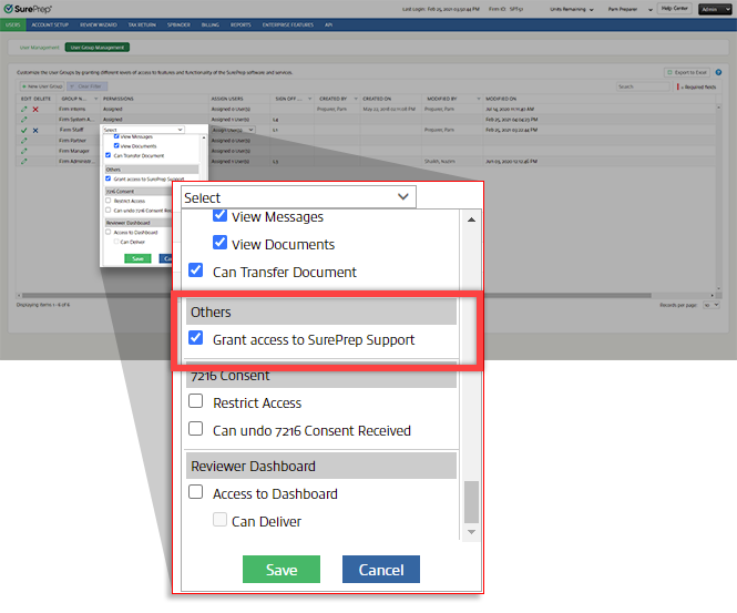 Others permissions sections