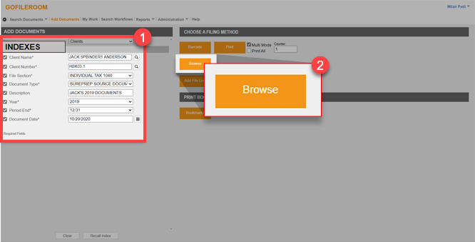 Select INDEXES then Browse
