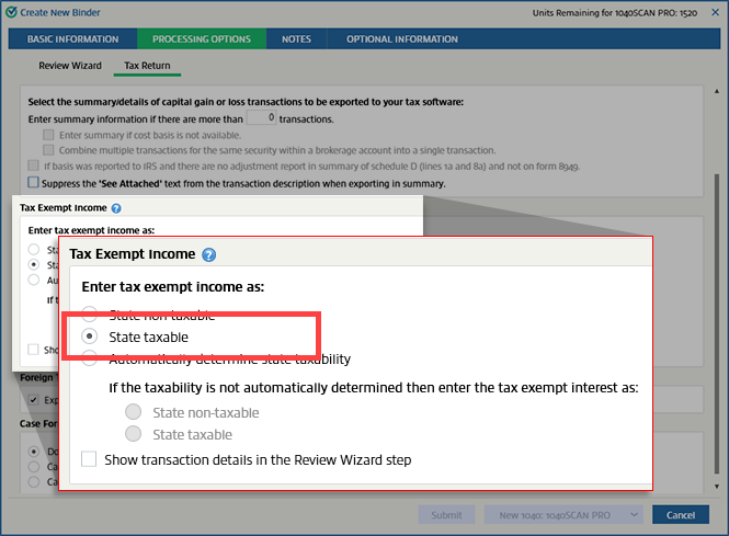 Select "State taxable"