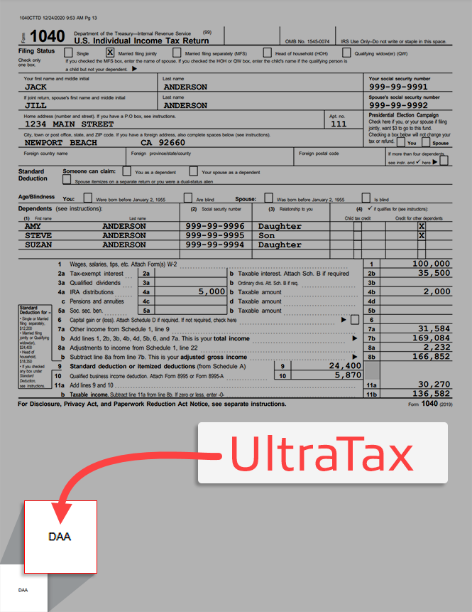 DAA stamped on document.