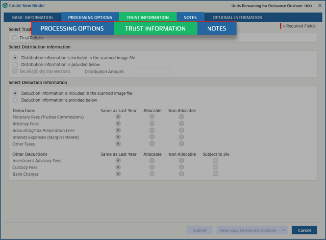TRUST INFORMATION section