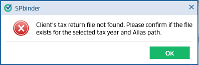 Clients tax return was not found
