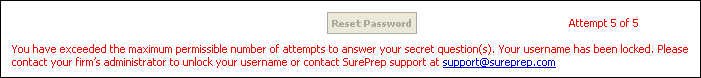 Warning that you're approaching the limit for security questions