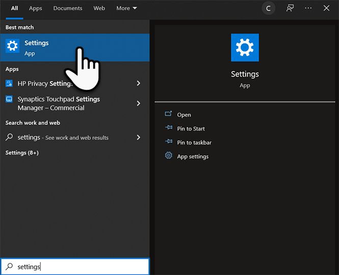Select device Settings