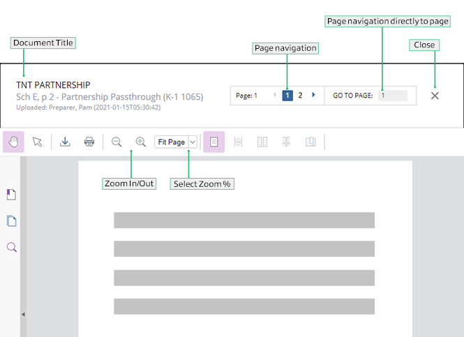 Document viewer toolbar diagram
