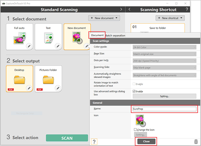 Enter SurePrep as the name then select Close