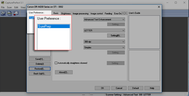 SurePrep as the User Preference