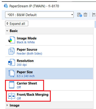  Turn the Carrier Sheet and Front/Back Merging off