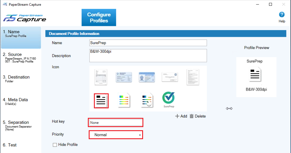 Configure your settings in the Name tab