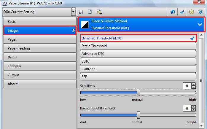 Update the Black & White Method settings