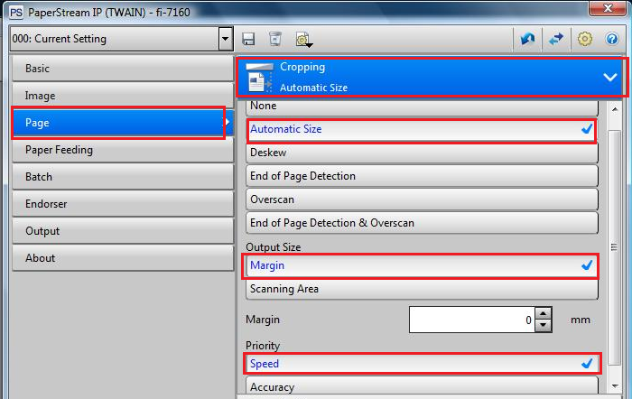 Update the settings in the Page tab