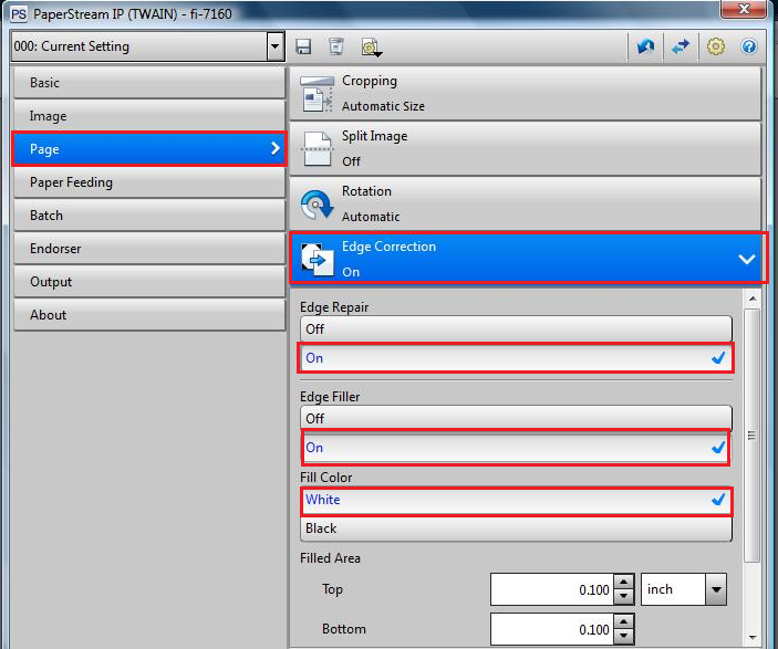 Update the Error Correction settings