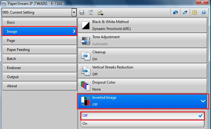 Update the Inverted Image settings