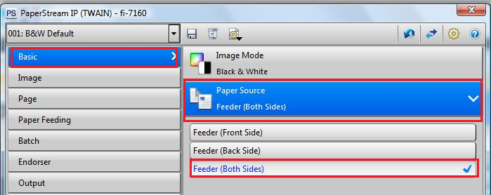 Update the settings in the Paper Source tab