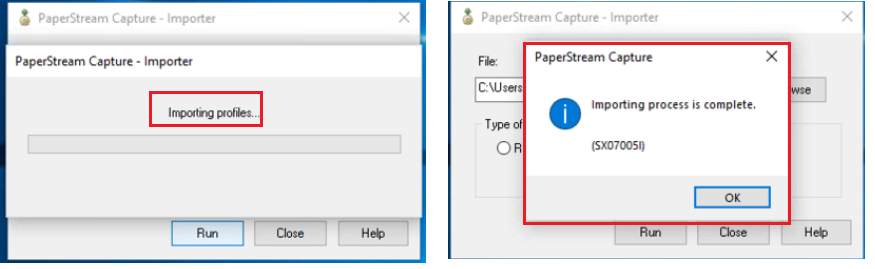 Notification that the import process is complete