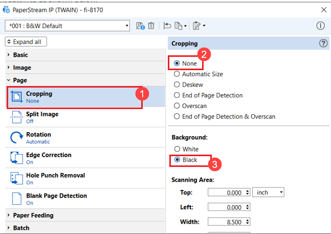   Configure the Cropping settings