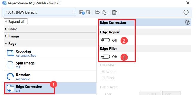   Configure the Edge Correction settings