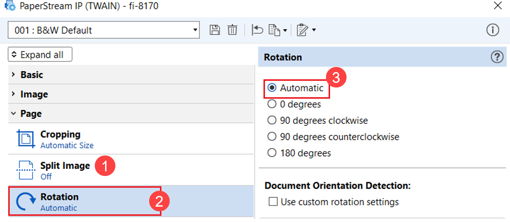  Configure the Split Image settings