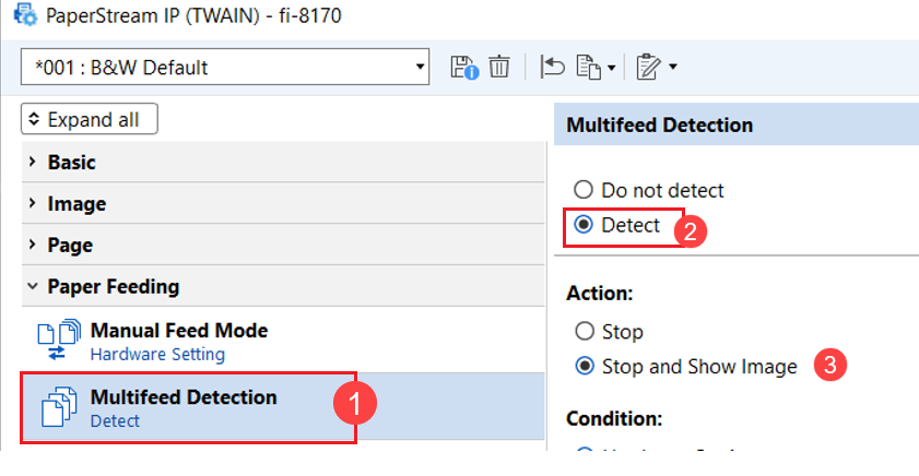  Configure the Multifeed detection settings