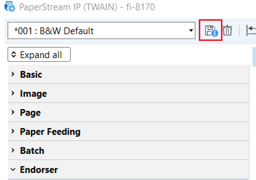  Select the Save icon