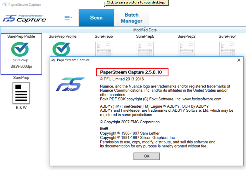 Current version displayed