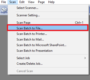 Select Scan Batch to file