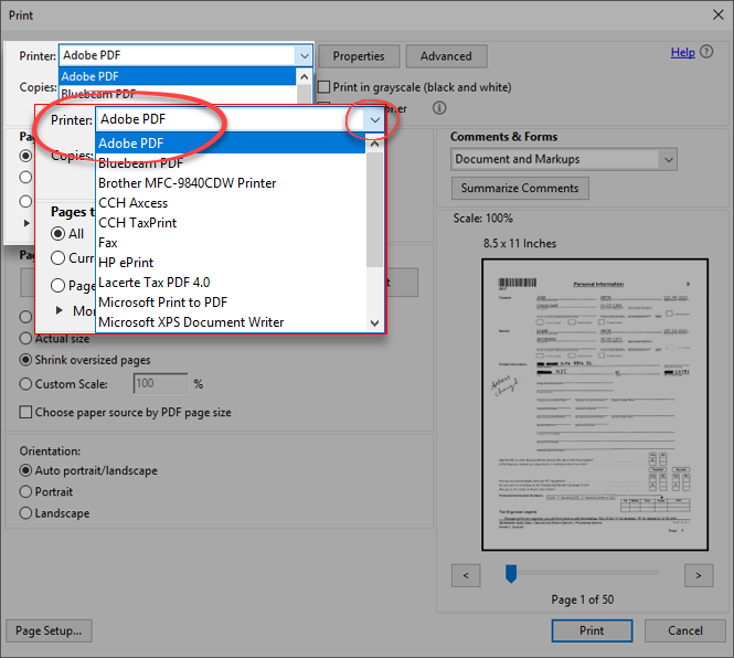 Select&nbsp;Adobe PDF