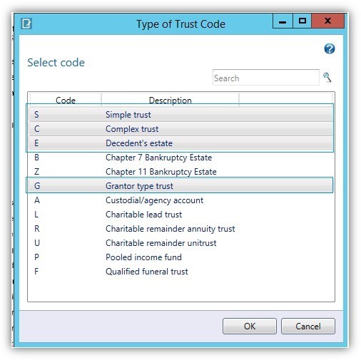 Type of Trust Code