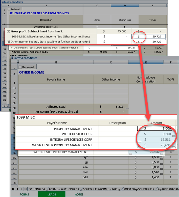 Other Income&nbsp;leadsheet