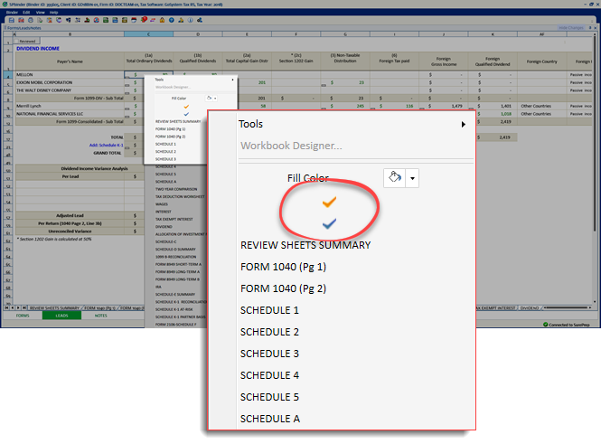 Orange and Blue checkmarks