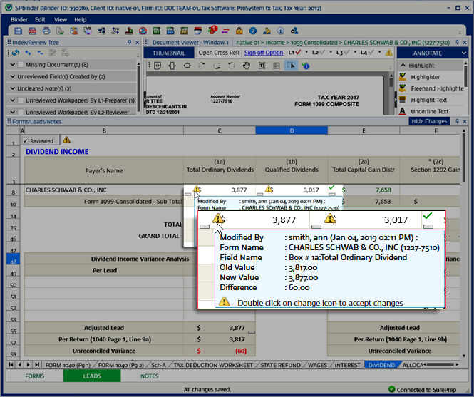 Point to the Change Tracking icon