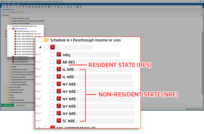RES and NRE forms on the Index Tree