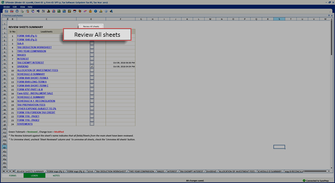 Select Review All sheets