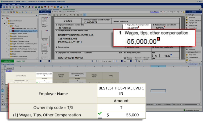 Checkmark placed on document