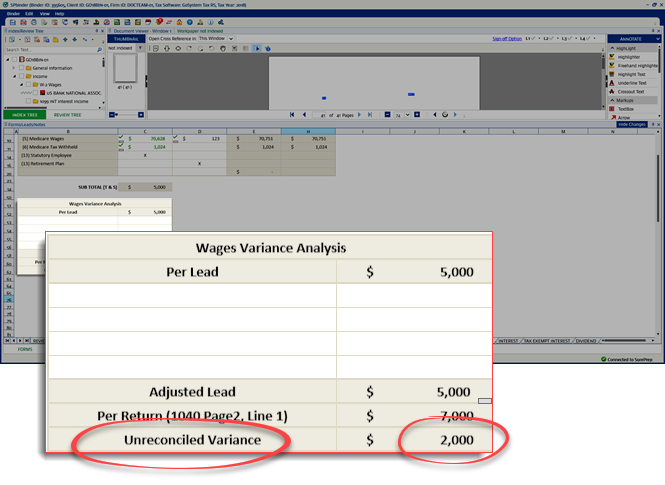 Unreconciled Variance&nbsp;amount