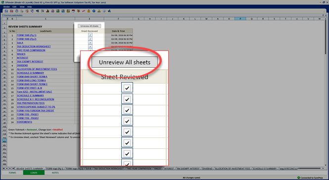 Unreview All Sheets column