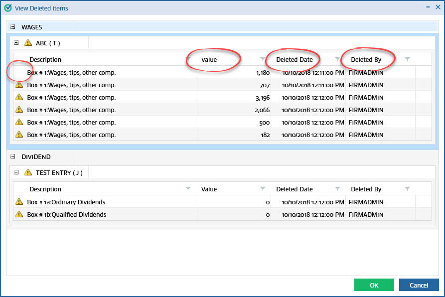 Change Tracking icon missing from the entry 