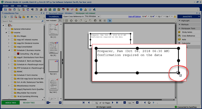 Resize the sticky note
