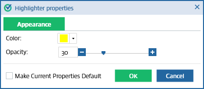 Highlighter Properties window