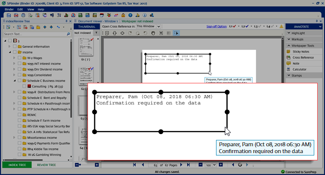 Review the sticky note details